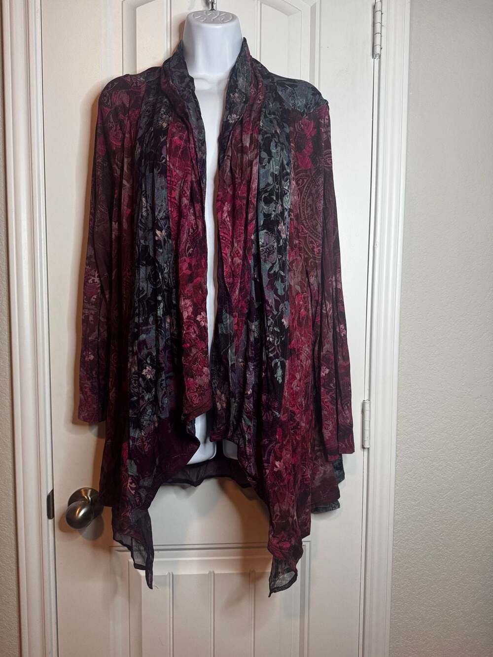Murano Burnout Floral Paisely Open Front Cardigan whimsigoth romantic boho